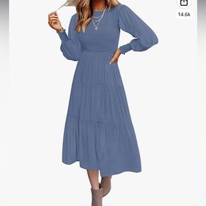 Midi Long Sleeve Blue Dress